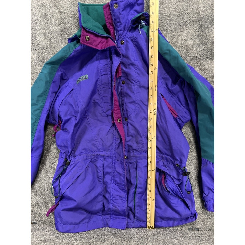 Vintage 90s Columbia Sportswear Colorblock Hooded Shell Jacket Women Small - Picture 9 of 10
